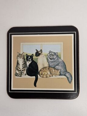 Royal Table Coasters: Sitting Pretty, Cork Back Set Of 6 In Box Made In England